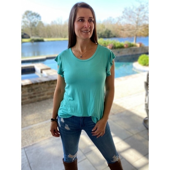 Flutter Ruffle Short Sleeve Mint Green 5020 - Picture 5 of 5